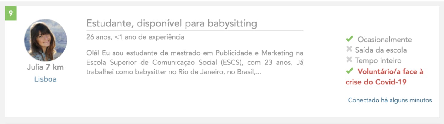 Baby-sitters registadas na Yoopies oferecem os seus serviços de acolhimento infantil numa base voluntária